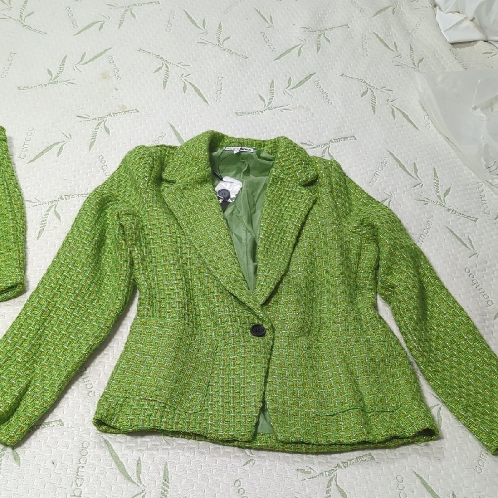 Green Tweed Blazer & Skirt Set - Picture 9 of 13